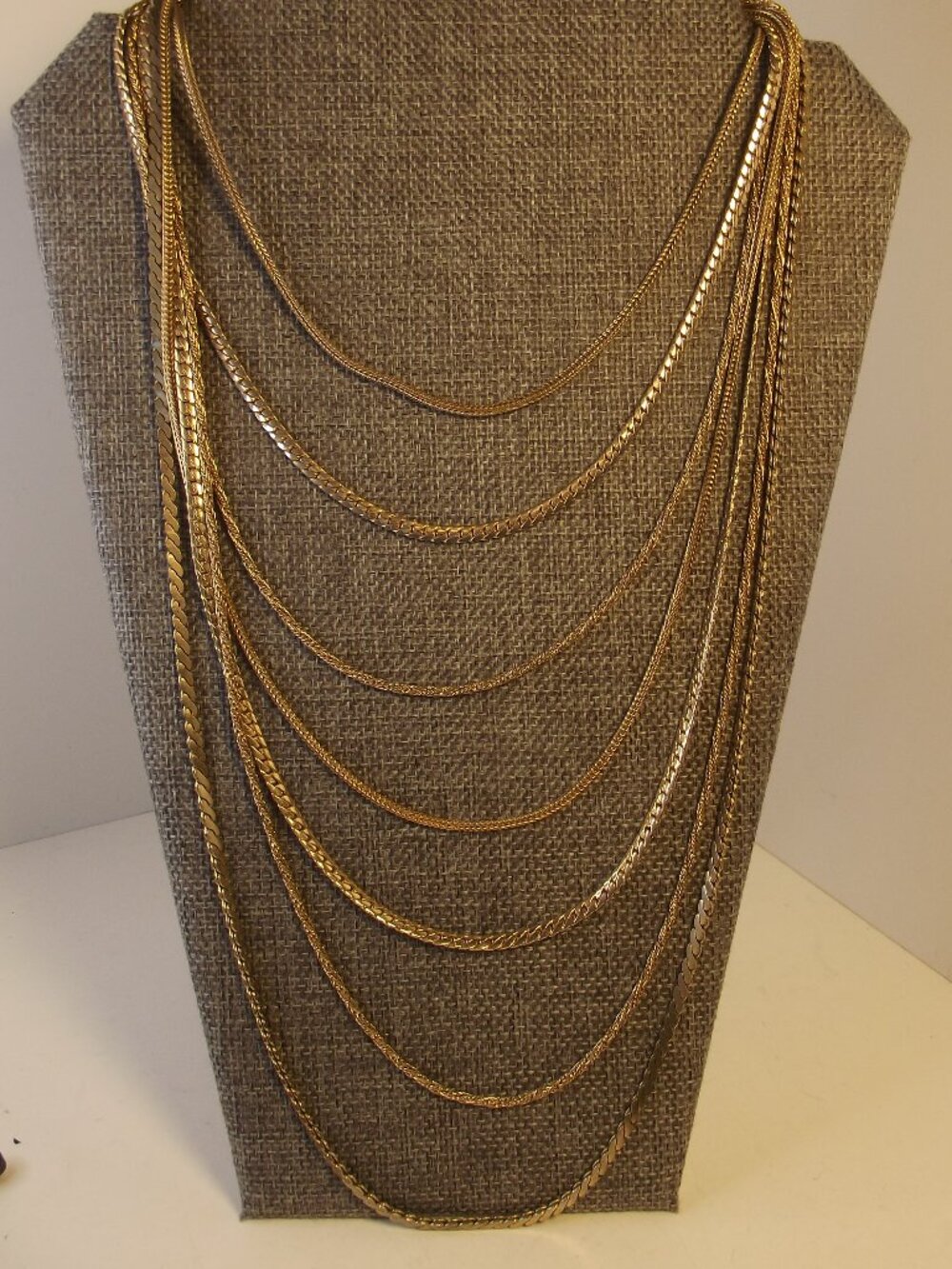 Vintage Multi Strand GOLD Tone Chain Necklace